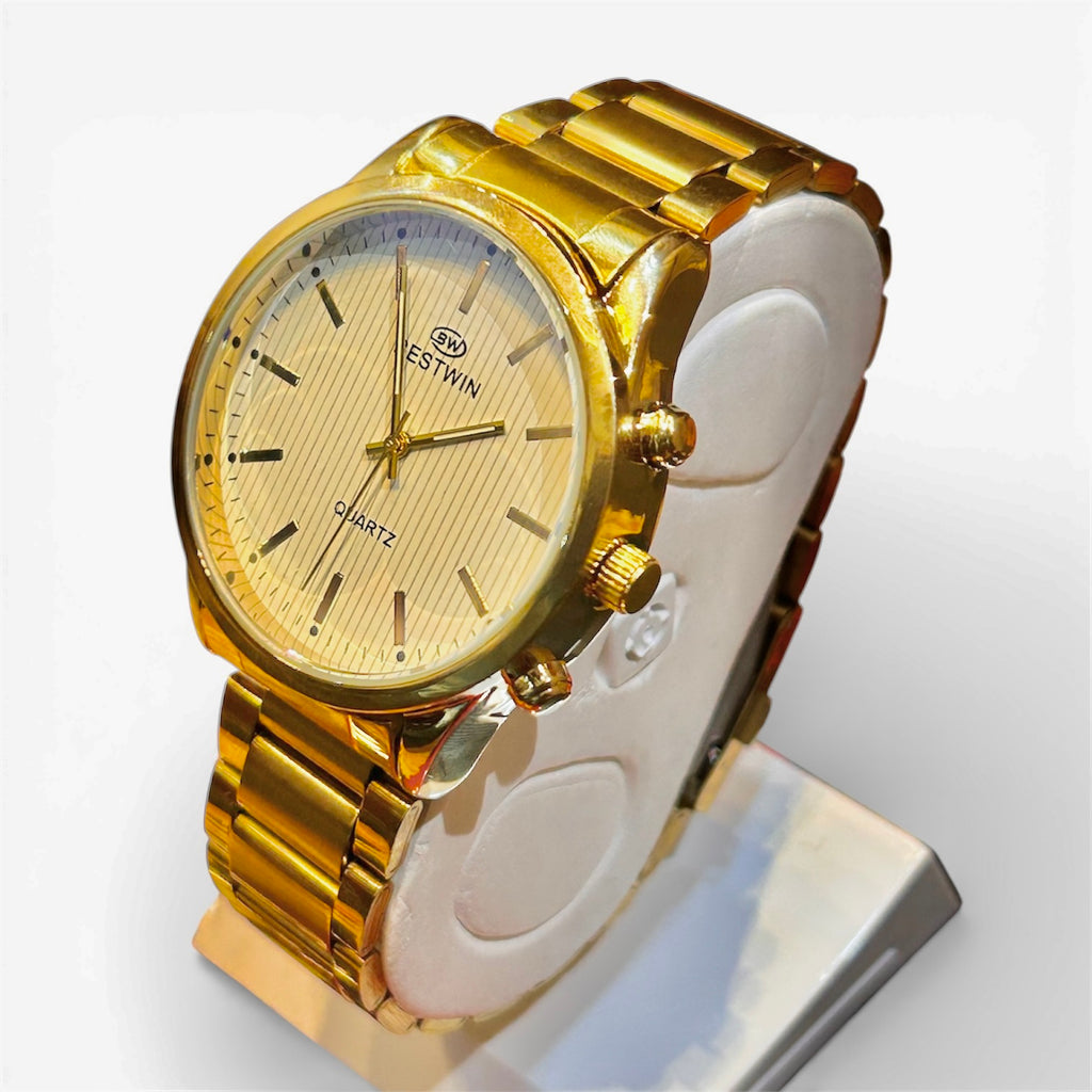 Premium Stainless Steel Quartz Watch Set – Imported Turkish Bracelet & Stylish Ring (3 in 1 Combo)